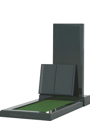 Лаконичный памятник в виде раскрытой книги с цветником